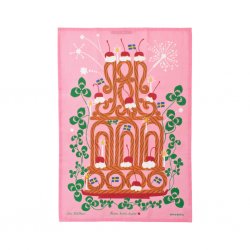 Hurra, hurra, hurra!, tea towel, pink