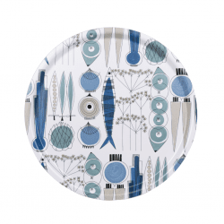 Almedahls Picknick, round tray, blue beige, 38cm