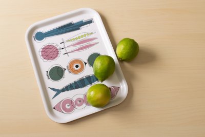 Picknick, tray, blue pink, 27x20cm