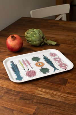 Picknick, tray, blue pink, 27x20cm