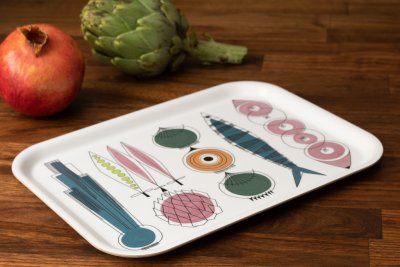 Picknick, tray, blue pink, 27x20cm