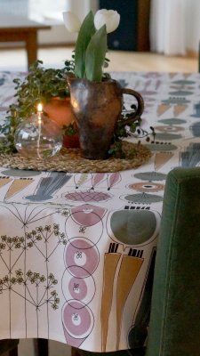 Picknick, oil cloth, blue pink