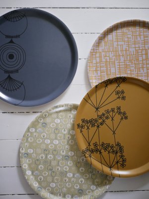 Pomona, round tray, yellow/green, 38 cm