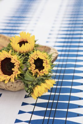 Almedahls Sill, blue table cloth, 147x250cm