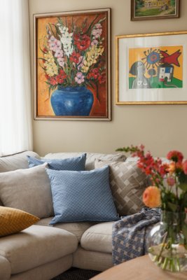 Prickruta, cushion cover, blue, 47x47cm