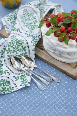 Skogsmedaljong Tea towel Blue green