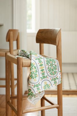 Skogmedaljong, tea towel, yellow green