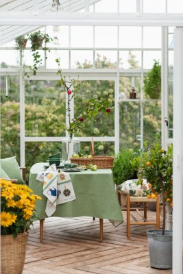 Prickruta, fabric, green, 150cm