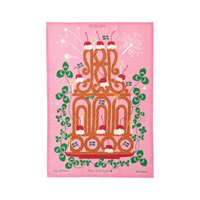 Hurra, hurra, hurra!, tea towel, pink