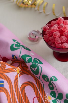 Hurra, hurra, hurra!, tea towel, pink