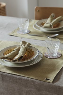 Almedahls Linne, napkin, light olive, 2-pack