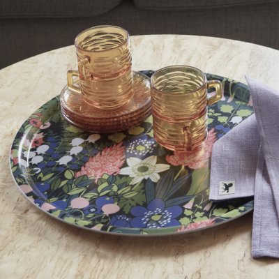 Skogen, tray, black green pink, 38cm