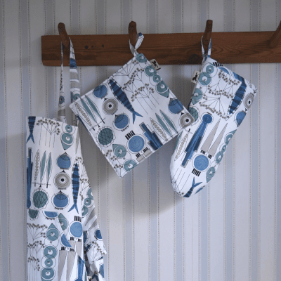 Picknick, blue/beige oven glove