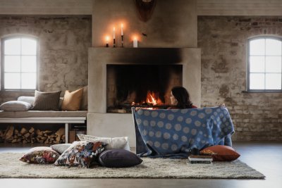 Almedahls Pricktyg, blanket, blue beige, 101958-0026