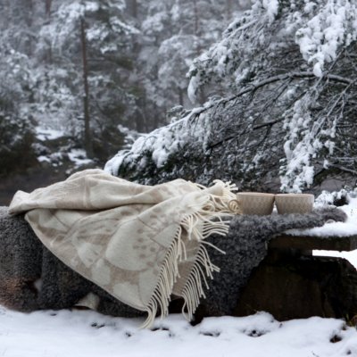 Almedahls Skogen, pläd, beige offwhite 101891-0068