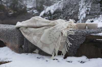 Skogen, blanket, beige offwhite