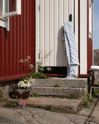 Havet, blanket, cotton, blue offwhite