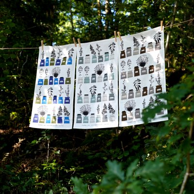 Persons kryddskåp tea towels in 3-pack, blue, gray brown & green gray