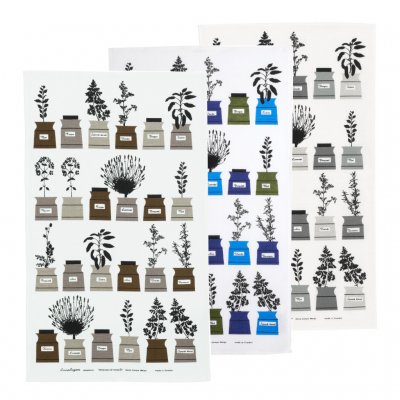 Persons kryddskåp tea towels in 3-pack, blue, gray brown & green gray