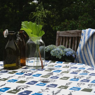 Persons kryddskåp, oil cloth fabric, blue