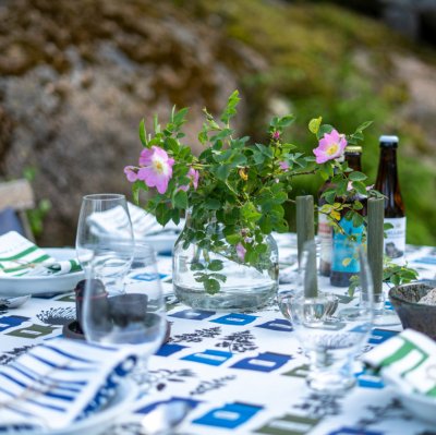 Persons kryddskåp, oil cloth fabric, blue