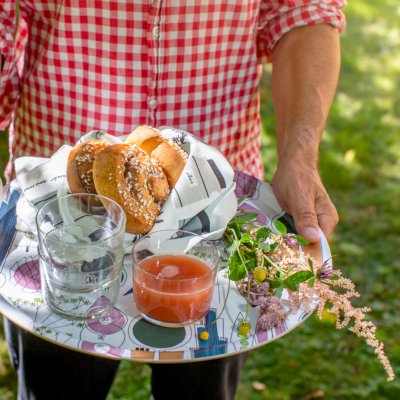 Picknick, tray bluepink, 38cm