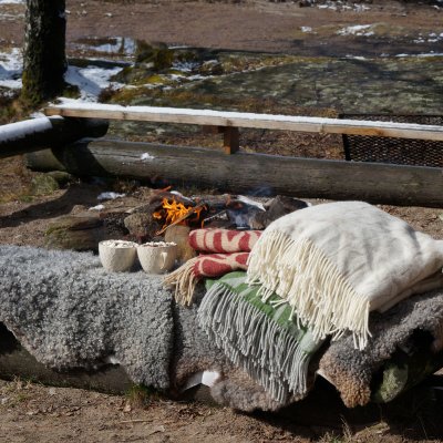 Skogen, blanket, beige offwhite