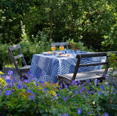 Pricktyg, fabric, blue/white