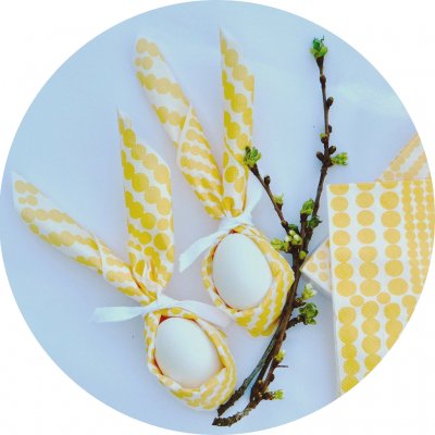 Pricktyg, paper napkin, yellow