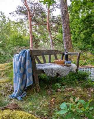 Almedahls Pricktyg, blanket, blue beige, 101958-0026